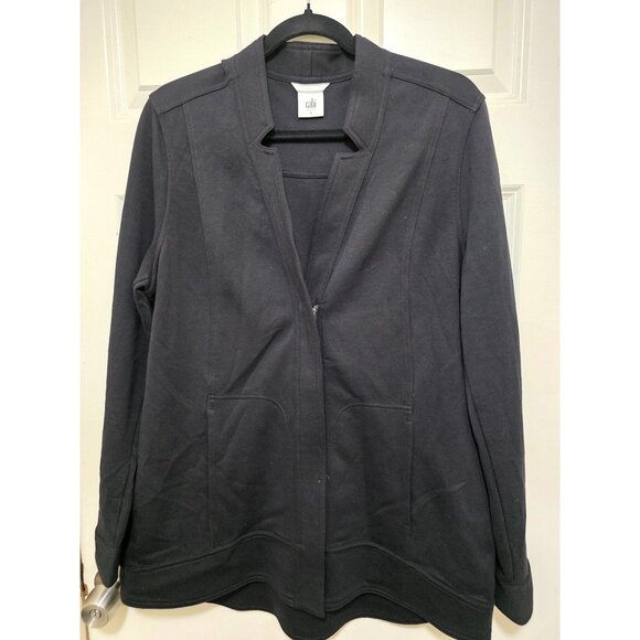 Cabi Black Long-Sleeve Zip-Up Cardigan Jacket With Front Pockets Size L - Picture 2 of 11